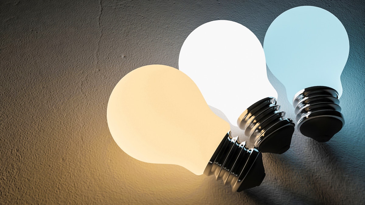 3 different temperature colored bulbs